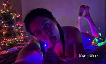 Falcon Al's Xmas POV blowjob and cum swallowing in pigtails